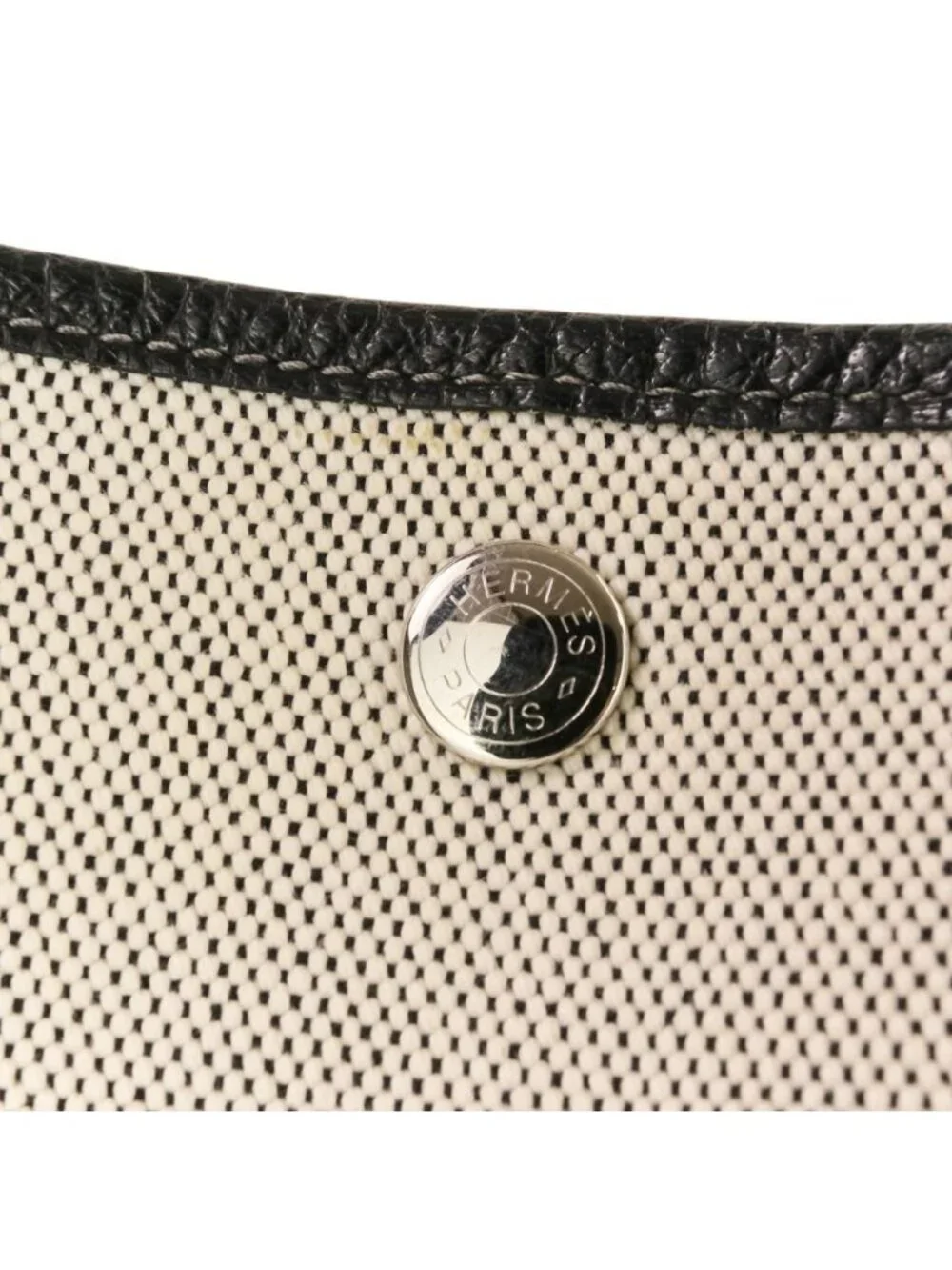 Hermes Garden Party MM Toile H Tote Black White